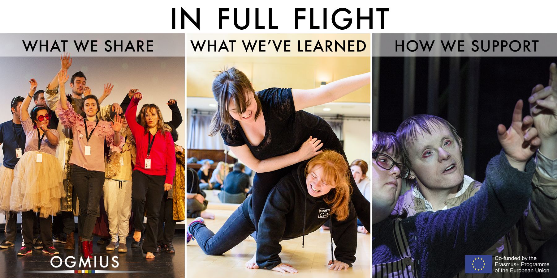 In Full Flight Three pictures of activities involving learning disabled artists and support staff