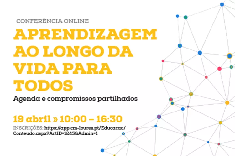 Logotipo da conferência online Aprendizagem ao Longo da Vida para todos ALV para todos - Câmara de Loures.