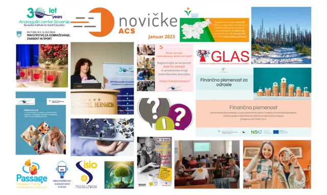 Kolaž fotografij iz januarske številke e-Novičk ACS 2023.