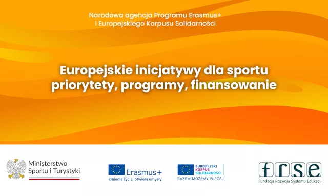 Baner konferencji „Europejskie inicjatywy dla sportu – priorytety, programy, finansowanie”.