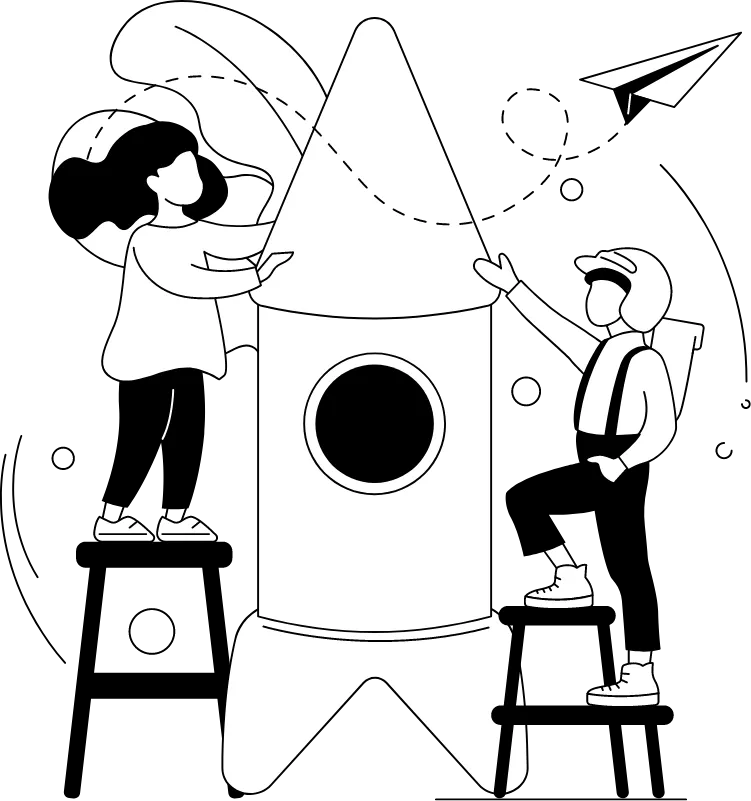 Illustratiion enfnats et fusée.