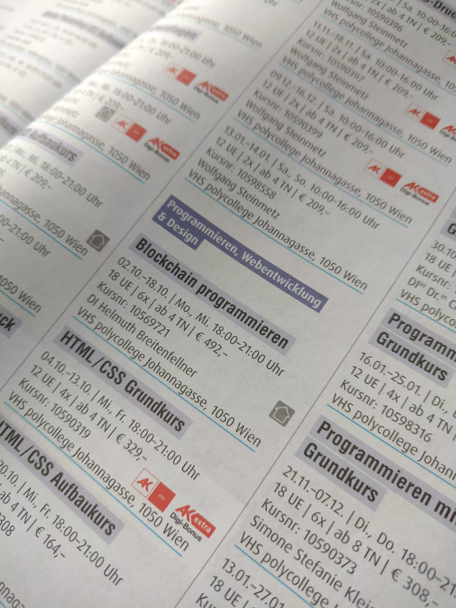 Inspiratsiooniks: ühe Austria rahvaülikooli kursuste kataloog Austria rahvaülikoolide kursused.