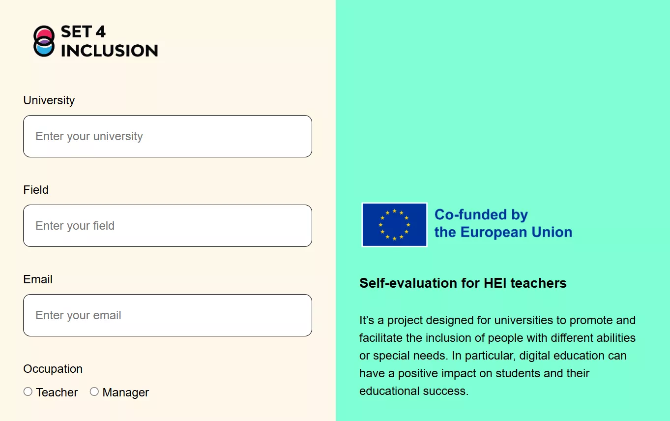 SET4Inclusion Self evaluation Tool frame of self evaluation tool.