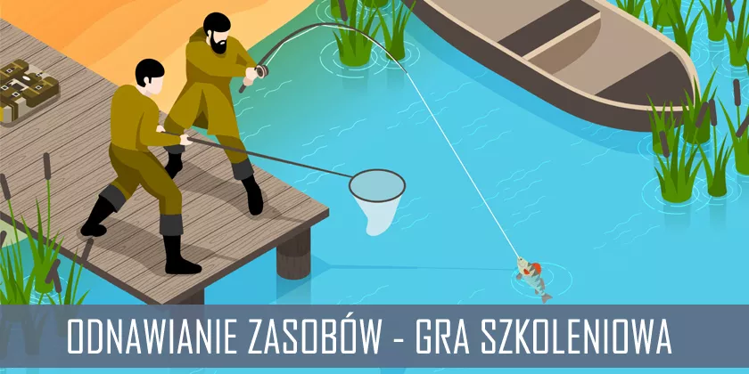 Odnawianie zasobów Dwóch wędkarzy na pomoście łowi ryby.