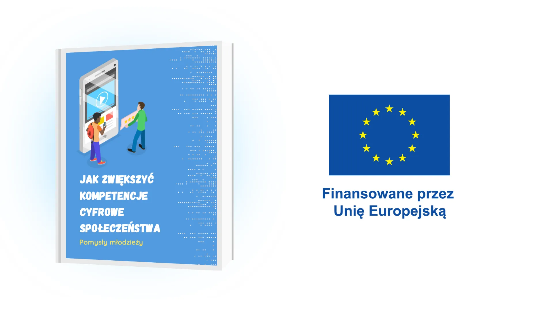 Grafika z okładką publikacji i tytułem "Jak zwiększyć kompetencje cyfrowe społeczeństwa" i inform...