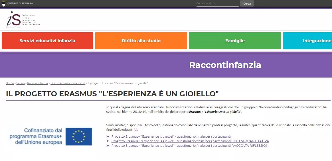Website page for the project "Experience is a jewel" Erasmus_-_img_for_epale