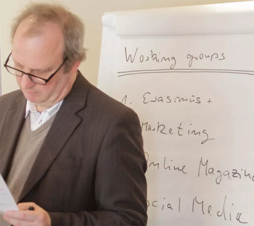 Der Autor auf einem Projektmeeting Praktische Projektarbeit.