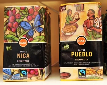 Fairtrade coffee in a European store Fairtrade coffee in a European store.