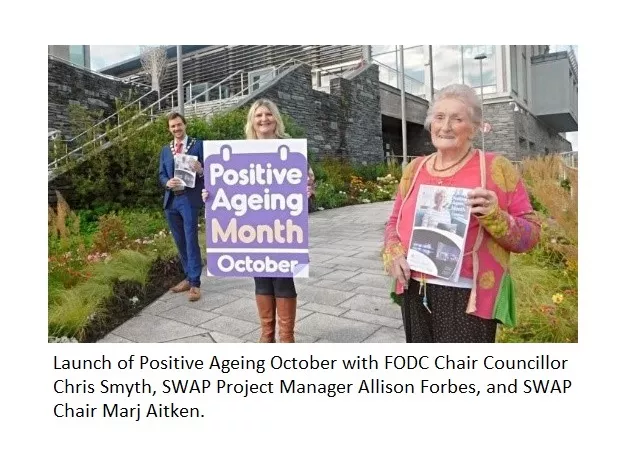 Launch of Positive Ageing October with FODC Chair Councillor Chris Smyth, SWAP Project Manager Al...