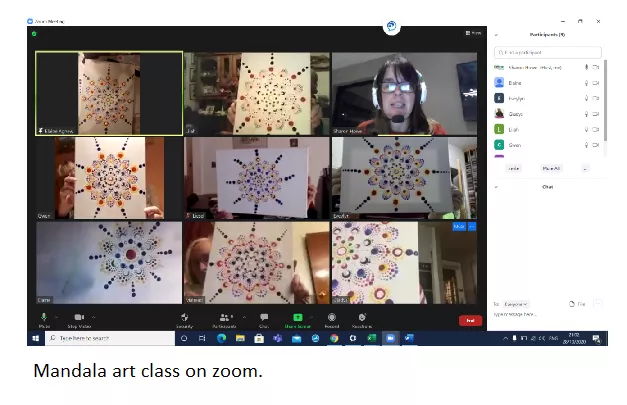 Mandala art class on zoom.