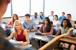Students in a classroom at college Students in a classroom at college.