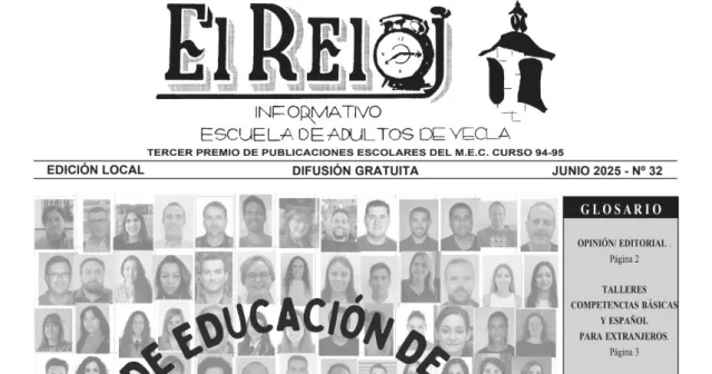 Portada del periódico "El Reloj" del CEA Yecla.