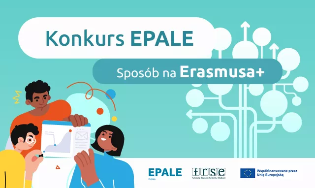 Baner reklamujący konkurs EPALE dla beneficjentów programu ERasmus+ Edukacja dorosłych.