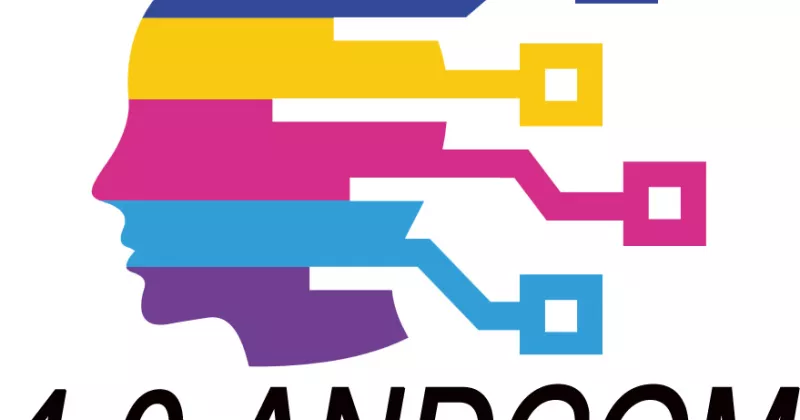 4.0 ANDCOM logo - head profile suggesting knowledge upskilling on digital subjects.