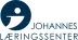 Johannes læringssenter Hvit J på blå bakgrunn + teksten Johannes læringssenter.