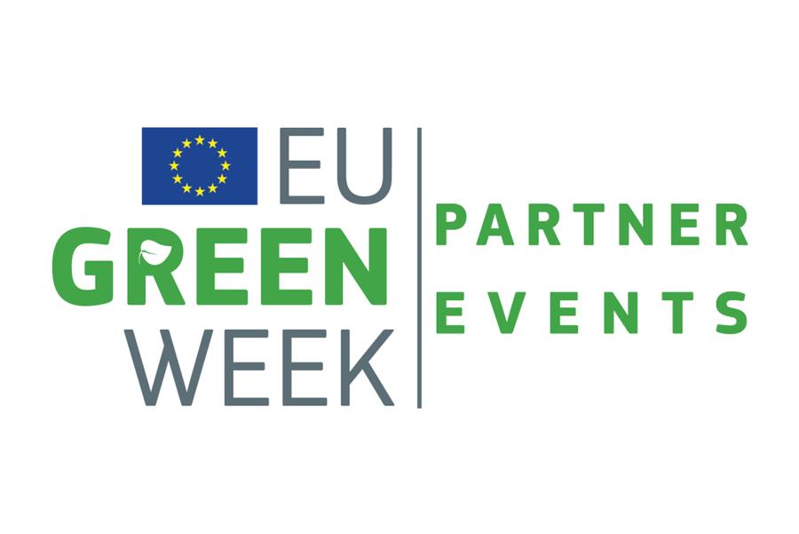 EU Green Week 2023 Partner Events Logo (Schriftzug in grün und grau mit EU-Flagge)